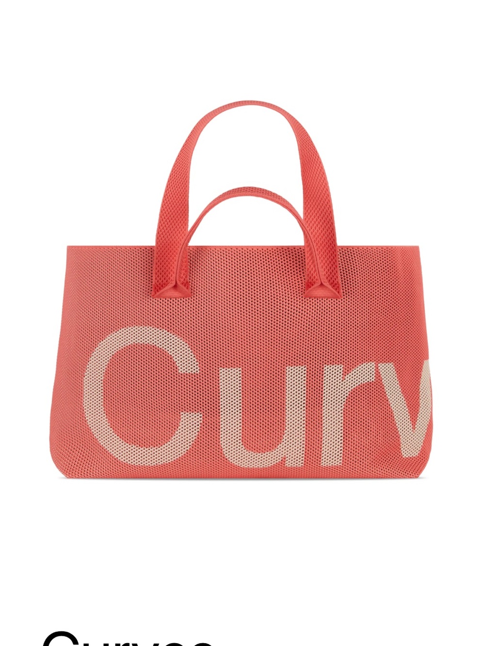 Coral Mesh Tote Bag with Contrast Lettering